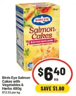 IGA Birds Eye Salmon Cakes with Vegetables & Herbs offer