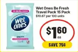 IGA Wet Ones Be Fresh Travel Pack offer