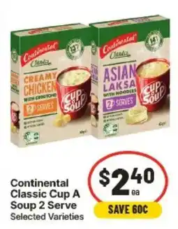 IGA Continental Classic Cup A Soup 2 Serve Selected Varieties offer