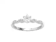 Bevilles Jewellery Facets of Love Antique Leaf Ring with 0.40ct of Diamonds in 18ct White Gold offer