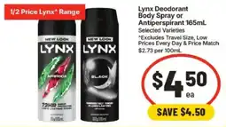 IGA Lynx Deodorant Body Spray or Antiperspirant offer