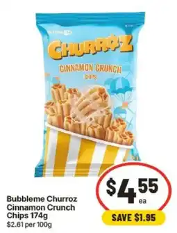 IGA Bubbleme Churroz Cinnamon Crunch Chips offer