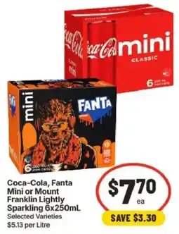 IGA Coca-Cola, Fanta Mini or Mount Franklin Lightly Sparkling offer