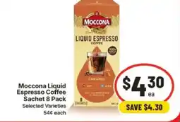 IGA Moccona Liquid Espresso Coffee Sachet offer