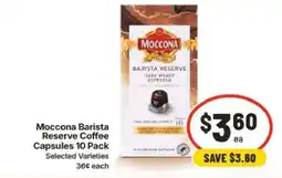 IGA Moccona Barista Reserve Coffee Capsules offer