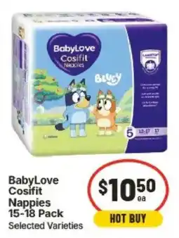 IGA BabyLove Cosifit Nappies 15-18 Pack Selected Varieties offer