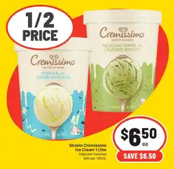 IGA Streets Cremissimo Ice Cream 1 Litre offer