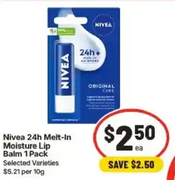 IGA Nivea 24h Melt-In Moisture Lip Balm offer