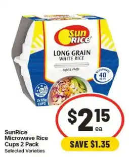 IGA SunRice Microwave Rice Cups 2 Pack Selected Varieties offer