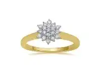 Bevilles Jewellery 9ct Yellow Gold 0.25ct Diamond Flower Cluster Ring offer