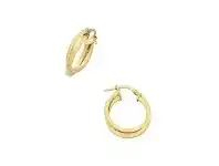 Bevilles Jewellery 9ct Yellow Gold Silver Infused Double Crossover Hoop Earrings offer