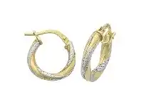 Bevilles Jewellery 9ct Yellow Gold Silver Infused Two Tone Earrings 10mm offer