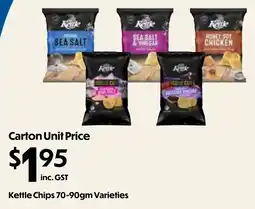Campbells Wholesale Kettle Chips 70-90gm Varieties offer