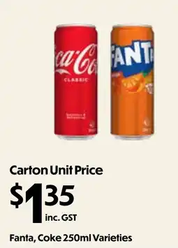 Campbells Wholesale Fanta, Coke 250ml Varieties offer