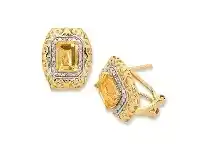 Bevilles Jewellery 9ct Yellow Gold Citrine & Diamond Set Earrings offer