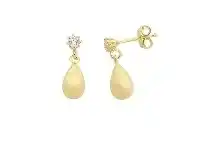 Bevilles Jewellery 9ct Yellow Gold Silver Infused Cubic Zirconia Drop Earrings offer