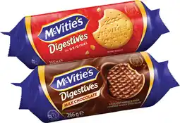 Coles McVitie's Plain or Chocolate Digestive Biscuits 232g-355g offer