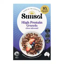 Woolworths Sunsol High Protein Granola Choc Almond offer
