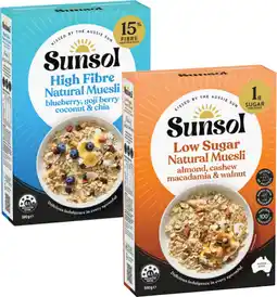 Coles Sunsol Natural Muesli offer