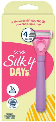 Coles Schick Silk 4 Days Purple Razor Kit with 1 Refill Blade 1 Each offer