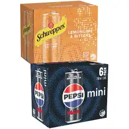 Woolworths Pepsi or Schweppes Mini Can Varieties 6 x 250ml offer