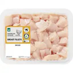 Woolworths Australian Fresh RSPCA Approved Chicken Breast Diced – From the Meat Dept offer
