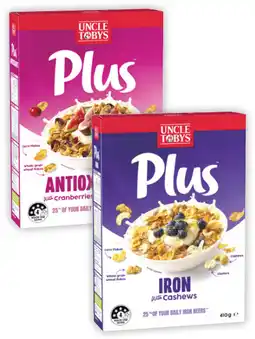 Coles Uncle Tobys Plus Cereal-435g offer