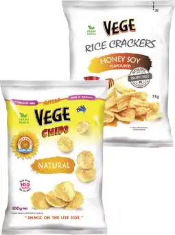 Coles Vege Chips or Rice Crackers 75g-100g offer