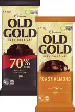 Coles Cadbury Old Gold Block Chocolate-180g offer