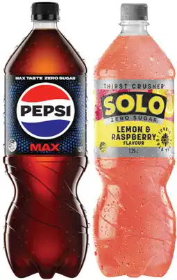 Coles Pepsi, Solo or Mountain Dew Soft Drink 1.25 Litre offer