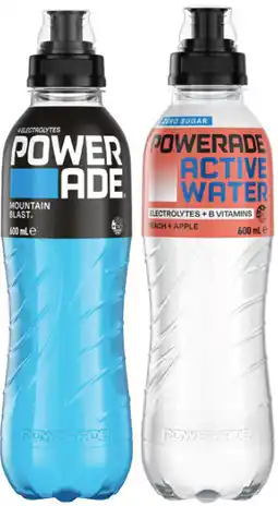 Coles Powerade Sports Drink or Active Water 600mL offer