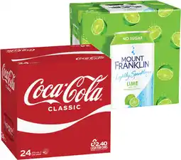 Coles Coca-Cola Soft Drink or Mt Franklin Lightly Sparkling Water 24x375mL offer