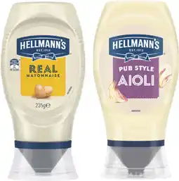 Coles Hellmann's Squeeze Aioli or Mayonnaise 235g-252g offer