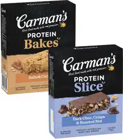 Coles Carman's Protein Slice or Bakes 175g-180g offer