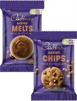 Coles Cadbury Baking Chocolate Chips, Melts or Block 165g-225g offer