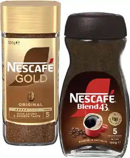 Coles Nescafé Gold Instant 100g or Blend 43 Instant Coffee 140g-150g offer