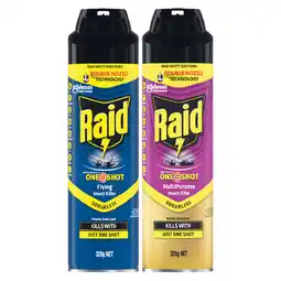 Woolworths Raid One Shot Multi Insect Killer or Flying Insect Killer Spray 320g offer