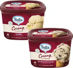 Coles Bulla Creamy Classics Ice Cream Tub offer