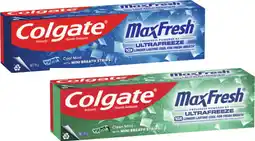 Coles Colgate Max Fresh Cool Mint or Fresh Mint Toothpaste 115g offer