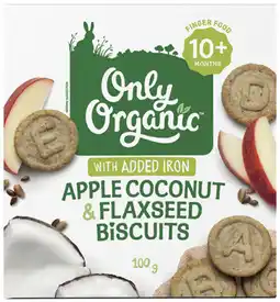 Coles Only Organic Apple, Coconut & Flaxseed Biscuits offer