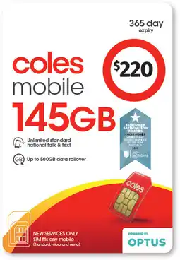 Coles Coles Mobile $220 Prepaid SIM offer