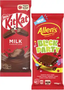 Coles Nestlé or Allen's Block 118g-180g offer