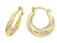 Bevilles Jewellery 9ct Two Tone Ball Pattern Hoop Earrings-10mm offer