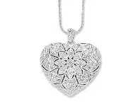 Bevilles Jewellery Sterling Silver Antique Look Diamond Heart Necklace offer