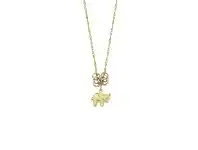 Bevilles Jewellery 9ct Yellow Gold Silver Infused Elephant and Lucky Rings Necklace offer