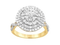 Bevilles Jewellery Martina Solitaire Look Double Halo Ring with 1.00ct of Diamonds in 9ct Yellow Gold - Q offer