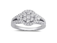 Bevilles Jewellery Meera Composite Halo Ring with 0.75ct of Laboratory Grown Diamonds in 9ct White Gold - L offer