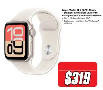 Apple Watch SE 3 (GPS) 40mm - Starlight Aluminium Case with Starlight Sport Band Small/Medium