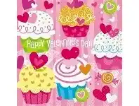 The Party People Shop Serviettes - Luncheon, Cupcake Hearts 16 pk offer