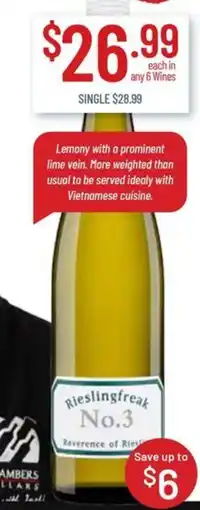 Chambers Cellars Rieslingfreak No.3 offer